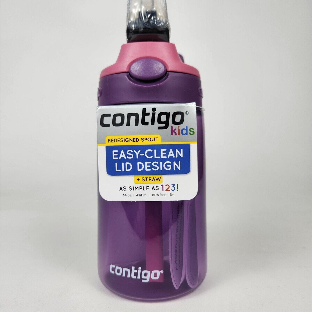 Contigo Kid's 14 oz. AutoSpout Straw Water Bottle with Easy-Clean Lid Eggplant